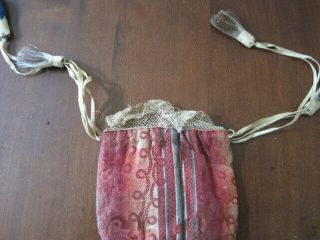 antique sampler Bridal bag needlework ceremonial marriage 18th or 19th c sewing 3