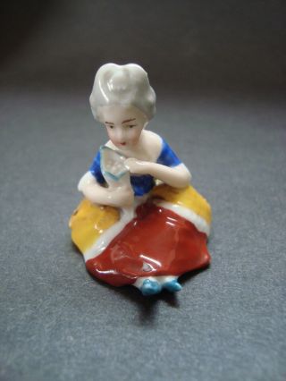 Antique German Porcelain Victorian Lady Half Doll Pincushion Top