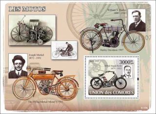 Comoros - Antique Motorcycles On Stamps - Stamp S/s - 3e - 038