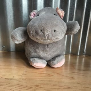 Playful Pals Mervyns Kid Plush Toy Hippo Grey With Pink Bow In Right Ear