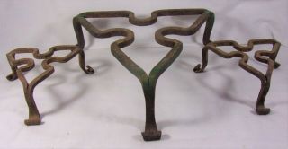 Antique Blacksmith Hand Forged Wrought Iron Trivets Footed Iron Pot Fire Place