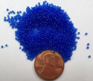 Antique Italian Micro Seed Beads - 15/0 Royal Blue Transparent - 3.  8 Gram Bags