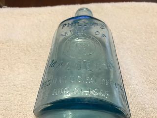 Antique Phillip ' s Milk of Magnesia Bottle - Light Blue - August 21,  1906 3