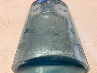 Antique Phillip ' s Milk of Magnesia Bottle - Light Blue - August 21,  1906 4