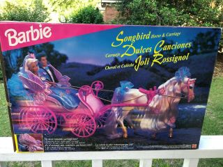 Htf - Vintage Barbie Songbird Horse & Carriage 14862