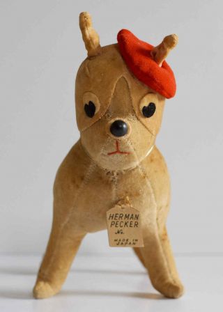 Rare Vintage Antique Velvet French Bulldog Bully Dog
