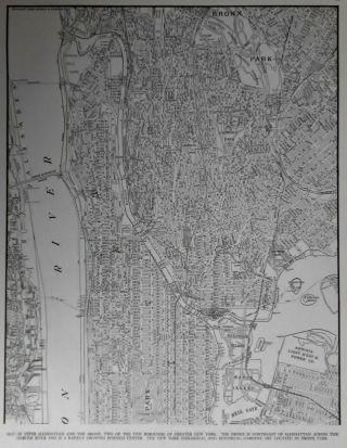 Vintage 1942 Upper Manhattan Bronx Atlas Map Ny York City World War Wwii Era