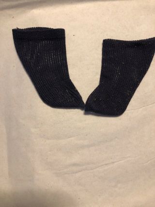 Antique German Cotton Netted Navy Blue Doll Socks 3