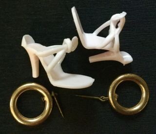 Vintage R&b Arranbee Miss Coty Vogue Pink Shoes Gold Hoop Earrings For 10” Dol