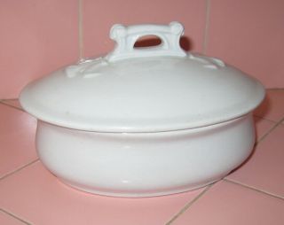 Antique White Ironstone Covered Soap Dish England Powell & Bishop