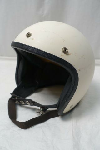 Vintage 60’s Leather Lined 3 Snap Motorcycle Riding Racing Helmet