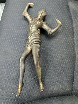 Antique Metal Signed Germany Art Deco Woman Dancer Figurine Sculpture