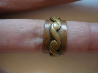Lovely Unique Gift Antique 1880 ' s Solid Copper Brass Band Ring Size5 - 6 2