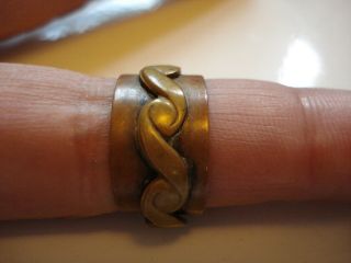 Lovely Unique Gift Antique 1880 ' s Solid Copper Brass Band Ring Size5 - 6 3