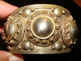 Outstanding Vintage Antique Large Siam Sterling Silver Wide Cuff Bracelet