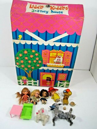 Vintage 1968 Mattel Liddle Kiddles 3 - Story House With Dolls Furniture 1960 