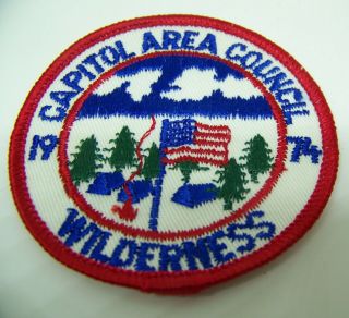 Boy Scout Patch Capitol Area Council 1974 Wilderness W Picture Of Flag Austin Tx