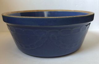 Vintage Antique Stoneware Crock Bowl Blue Usa
