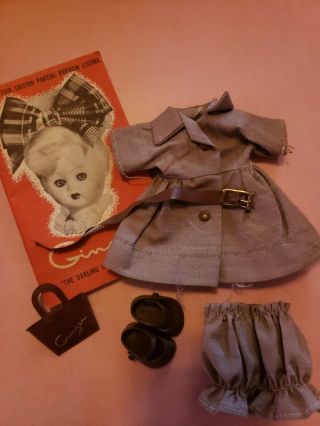 Vintage Ginger Doll Clothes Brown Coat Dress Outfit Tagged 8 " Ginny Vogue