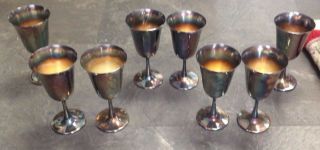 Silver Plate Wine Goblets By Crescent Silver Mfg Set Of 8