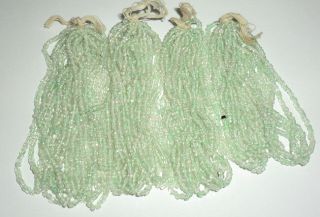 Vintage Antique Clear Green Lined Glass Cut Beads 4 - Mini Hanks Old Stock 2