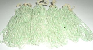 Vintage Antique Clear Green Lined Glass Cut Beads 4 - Mini Hanks Old Stock 4
