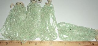 Vintage Antique Clear Green Lined Glass Cut Beads 4 - Mini Hanks Old Stock 5