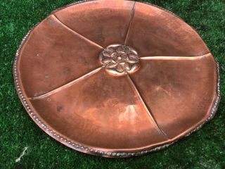 19thc Arts & Craft Movement Copper Tray With Tudor Rose Centrally C1890s