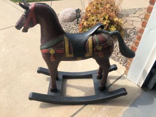 Antique Wooden To Rocking Horse From Canada