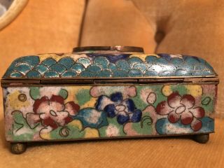 CHINESE CLOISONNÉ TURQUOISE MULTI COLOR FLORAL JADE CENTER HUMIDOR TRUNK BOX JAR 4
