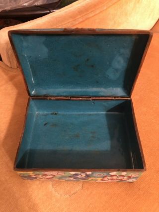 CHINESE CLOISONNÉ TURQUOISE MULTI COLOR FLORAL JADE CENTER HUMIDOR TRUNK BOX JAR 8