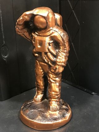 Vintage Kennedy Space & Rocket Center Copper Or Metal Astronaut Us Art Sculpture