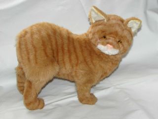 Rare Vtg Manx Cat Large Orange Tabby Plush Stuffed Animal Avanti Applause 1989
