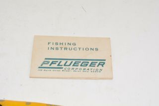 old pflueger jerk lure minnow bait box paper work akron ohio made gold with spot 4