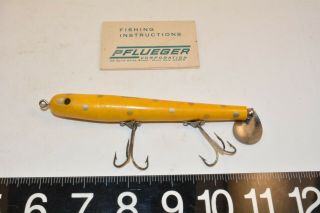 old pflueger jerk lure minnow bait box paper work akron ohio made gold with spot 5