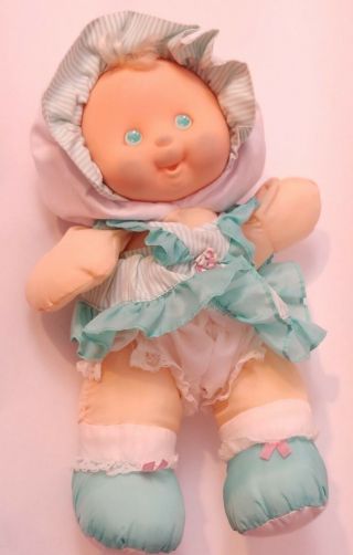 Vintage Fisher Price Puffalump Kids Dress Up Baby Aqua Blonde Doll Plush 1991