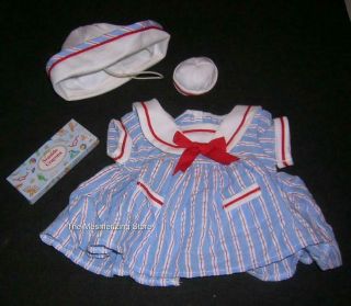 American Girl Bitty Baby Nautical Sailing Away Beach Outfit & Box Of Crayons