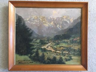 Vintage Landscape Oil Painting,  Signed,  1959