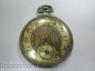 Antique Art Deco Illinois Grade 405 17j Fancy Dial Dress Pocket Watch 1926