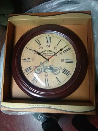 Harley Davidson Nostalgia Wall Clock Antiqued Cherry Wall Clock Opened Not