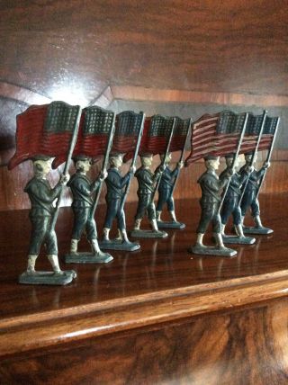 Antique Vintage Mini Military Toy Marching Soldiers Lead/cast/metal Figures