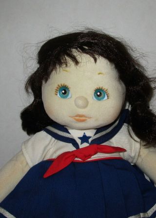 My Child doll vintage Mattel 1985 brown hair turquoise blue eyes sailor dress 2
