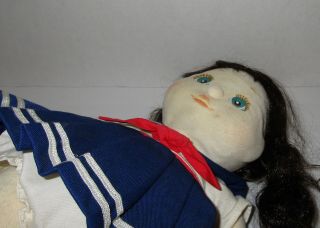 My Child doll vintage Mattel 1985 brown hair turquoise blue eyes sailor dress 3