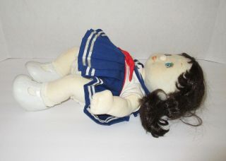 My Child doll vintage Mattel 1985 brown hair turquoise blue eyes sailor dress 4