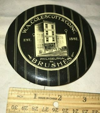 Antique Colescott Paint Brush Vintage Philadelphia Pa Celluloid Button Wagon Old