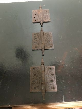 3 - Victorian Steeple Tip Hinge Cast Iron Antique Style Hardware