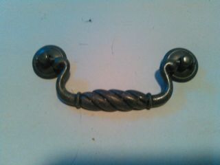 Vintage Twisted Bail Pewter Drawer Pull And Back Plate (1)