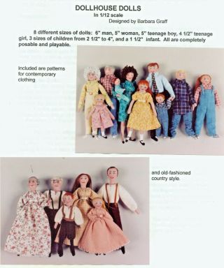 2 - 6 " (man - Lady - Child) Antique Dollhouse Cloth Doll Modern - Vintage Clothes Pattern