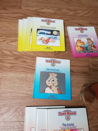 Vtg 1985 Teddy Ruxpin Toy Stuffed Animal Bear Worlds Of Wonder Books / Cassettes 4