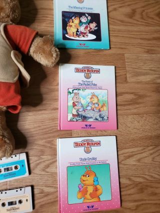 Vtg 1985 Teddy Ruxpin Toy Stuffed Animal Bear Worlds Of Wonder Books / Cassettes 7